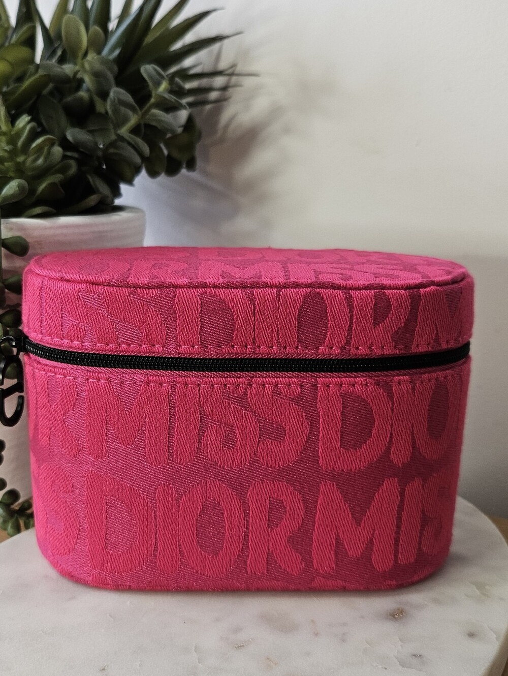 MISS DIOR Hot Pink Jacquard Cosmetic Case